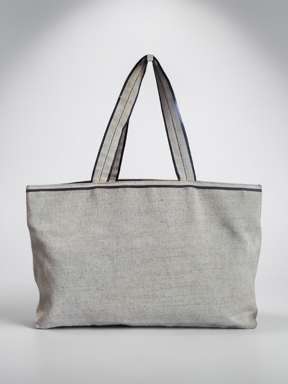 Prada Enameled Metal Triangle Grommet Canapa Tote Bag - Picture 2 of 16